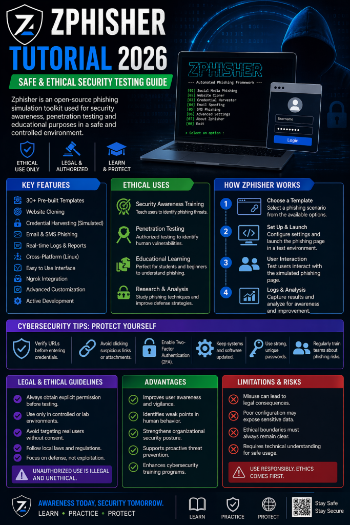Zphisher Tutorial 2026 – Safe & Ethical Security Testing Guide